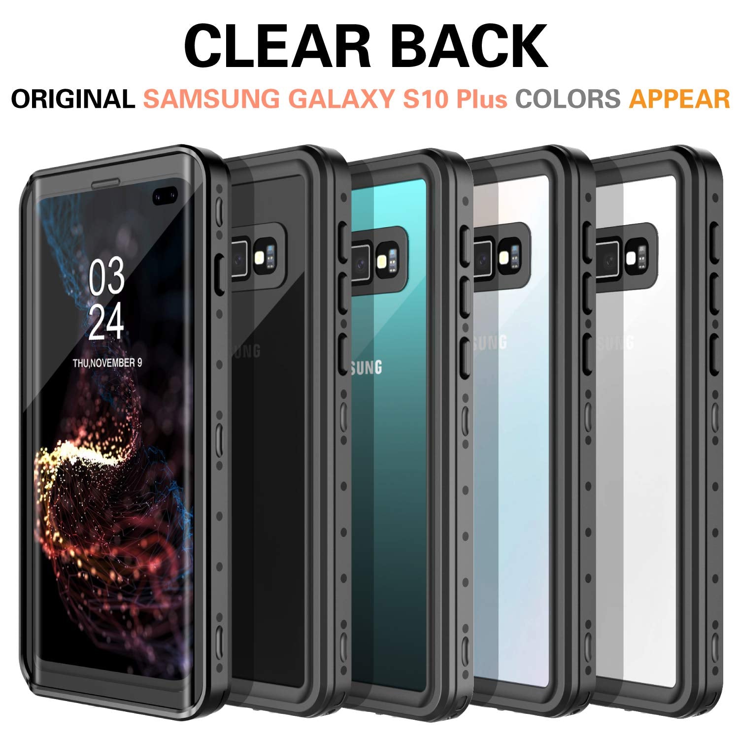 Goldju Samsung Galaxy S10 Plus Waterproof Case,S10 Plus Built In Screen Protector 360 Full Body Protective Shockproof Dirtproof